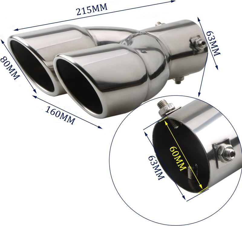 2.5" Einlass Doppelspitzen Schalldämpfer 3 "Auslass Edelstahl Auto Heck Throat Doppelauspuff Univers