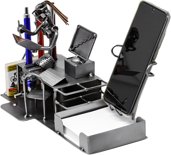 metalman24 Schraubenmännchen BÜRO PC Frau Schreibtisch Organizer HANDYHALTER handgefertigte ausgefal