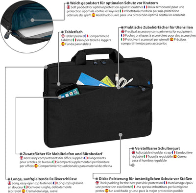 PEDEA Laptoptasche Fashion Notebook-Tasche Umhängetasche mit Schultergurt inkl. Notebookschloss 17,3