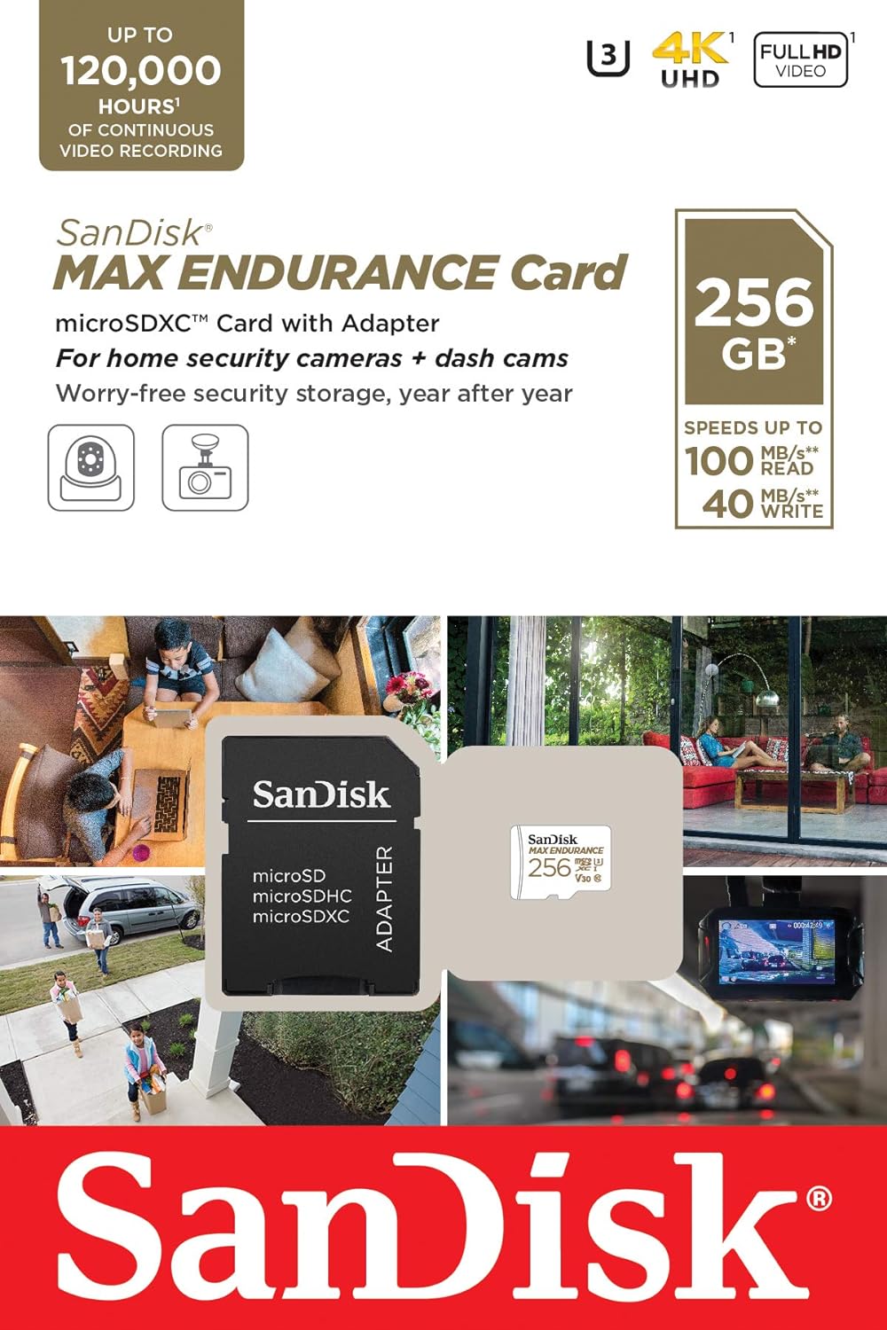 SanDisk MAX ENDURANCE microSDXC Speicherkarte mit Adapter 256 GB (Für Dashcams und Heimüberwachungss