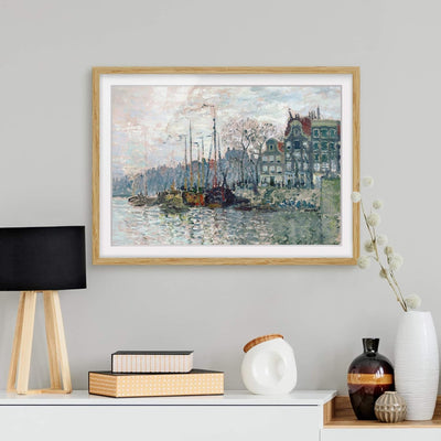 Bild mit Rahmen - Claude Monet - Kromme Waal Amsterdam - Farbe Eiche, 50 x 70 cm 50cm x 70cm Eiche,