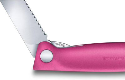 Victorinox 2-tlg Swiss Classic Faltbares Gemüsemesser/Tafelmesser Set, Wellenschliff pink Pink Duo P