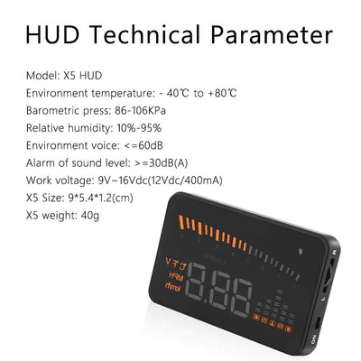 Vgeby OBDII HUD Head Up Display Farb-LED-Projektor, Geschwindigkeits-Warnsystem für Auto, LKW