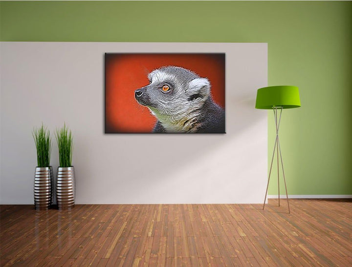 wachsamer Katta Deluxe Format: 100x70 cm auf Leinwand, XXL riesige Bilder fertig gerahmt mit Keilrah