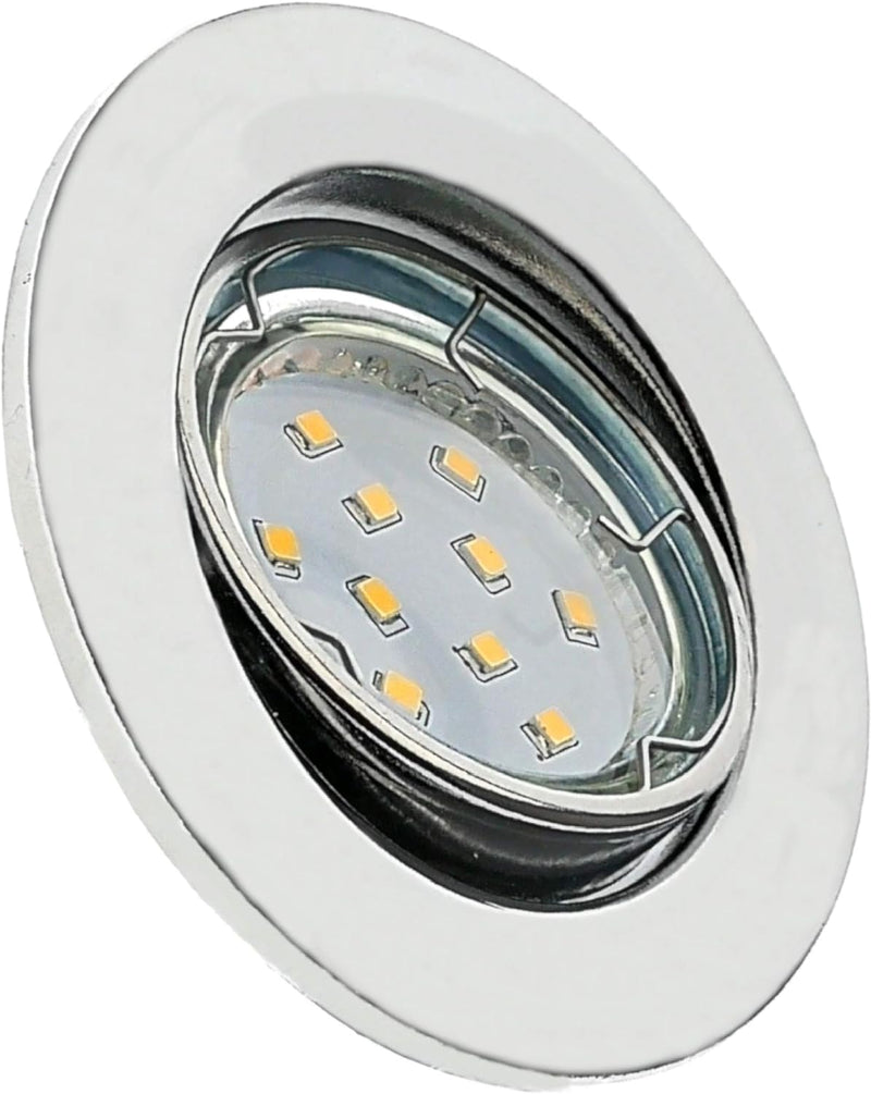 Trango 10er Set LED Deckenstrahler 6729-108GUSDAK in Chrom-Optik Rund inkl. 10x 5 Watt 3-Stufen dimm