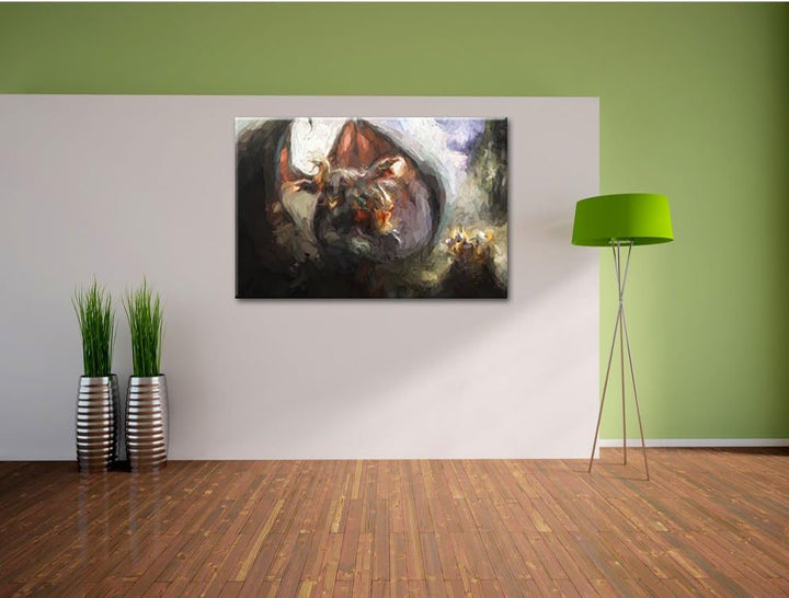 Pixxprint Drachen Schlangen als Leinwandbild/Grösse: 100x70 / Wandbild/Kunstdruck/fertig bespannt, 1