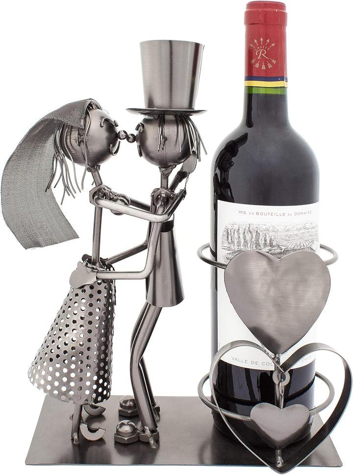 BRUBAKER Weinflaschenhalter Hochzeitspaar - Flaschenständer aus Metall mit Grusskarte für Weingesche