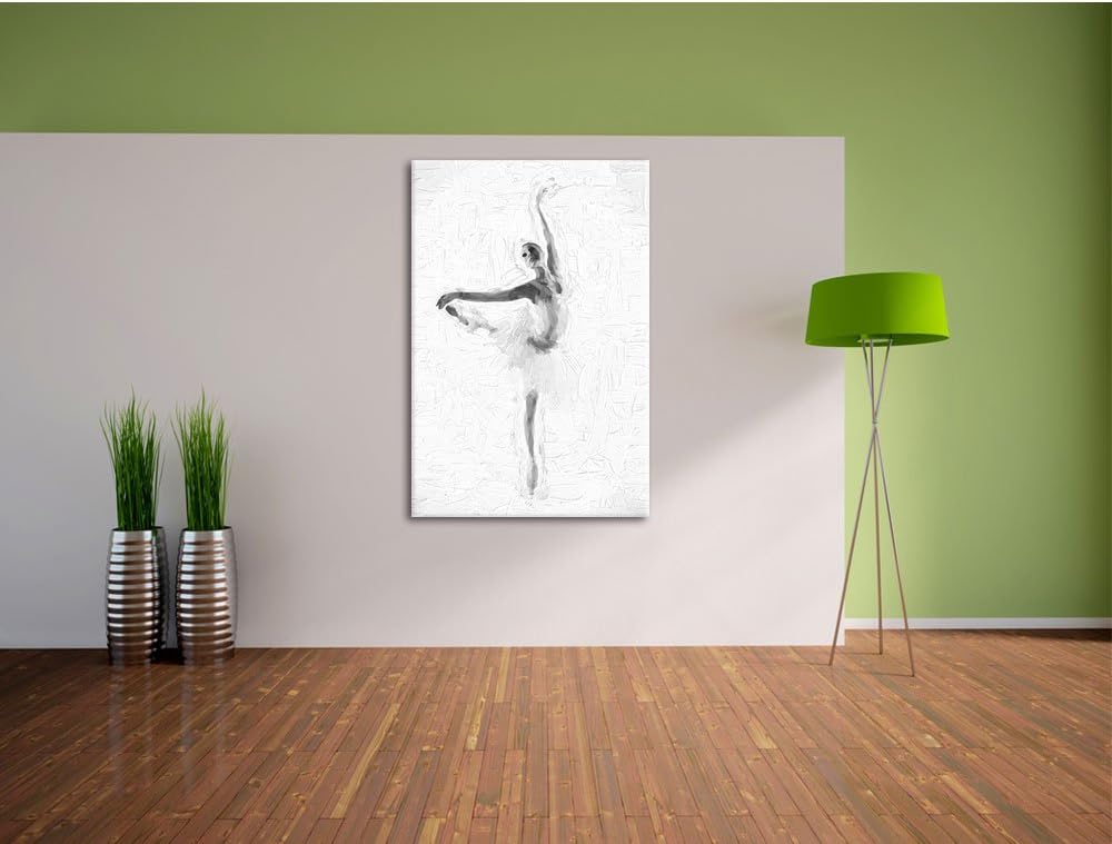Pixxprint Ästhetische Ballerina als Leinwandbild/Grösse: 100x70 cm/Wandbild/Kunstdruck/fertig bespan