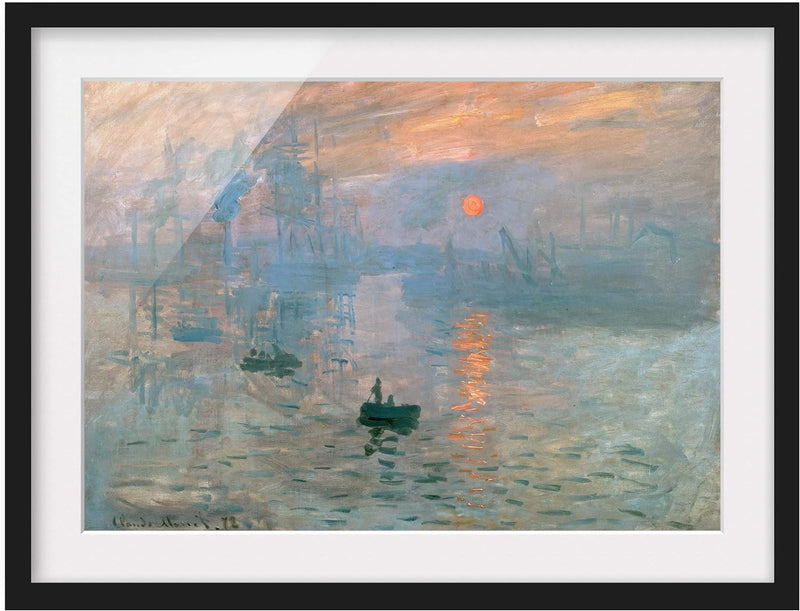 Bild mit Passepartout - Claude Monet - Impression - Farbe Schwarz 40 x 55cm 40cm x 55cm Schwarz, 40c