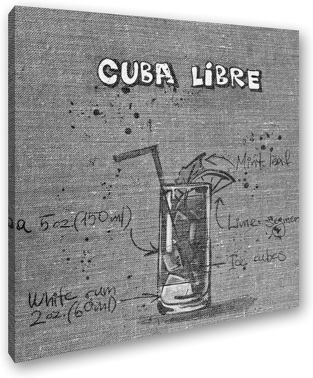 deyoli Rezept für einen Cuba Libre Format: 70x70 Effekt: Schwarz&Weiss als Leinwandbild, Motiv auf E