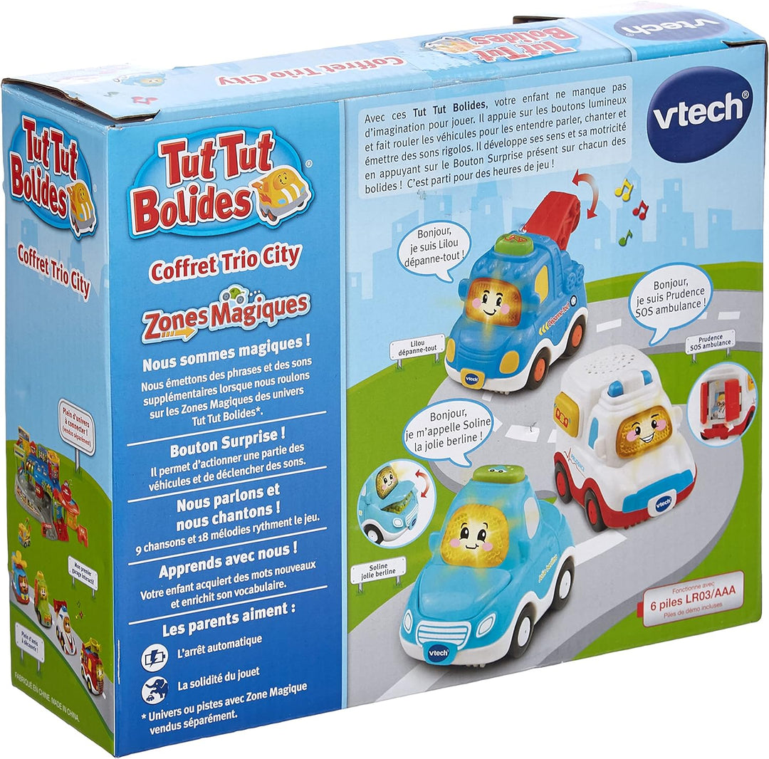 Vtech - 207325 - Jouet Musical - Tut Tut Bolides - Coffret Trio City - Taxi Jaune + Bus Rouge + 4 X