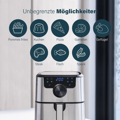 Princess Smart Heissluftfritteuse mit 4,5 Liter, Digitales Display, App-bedienbar (iOS und Android),