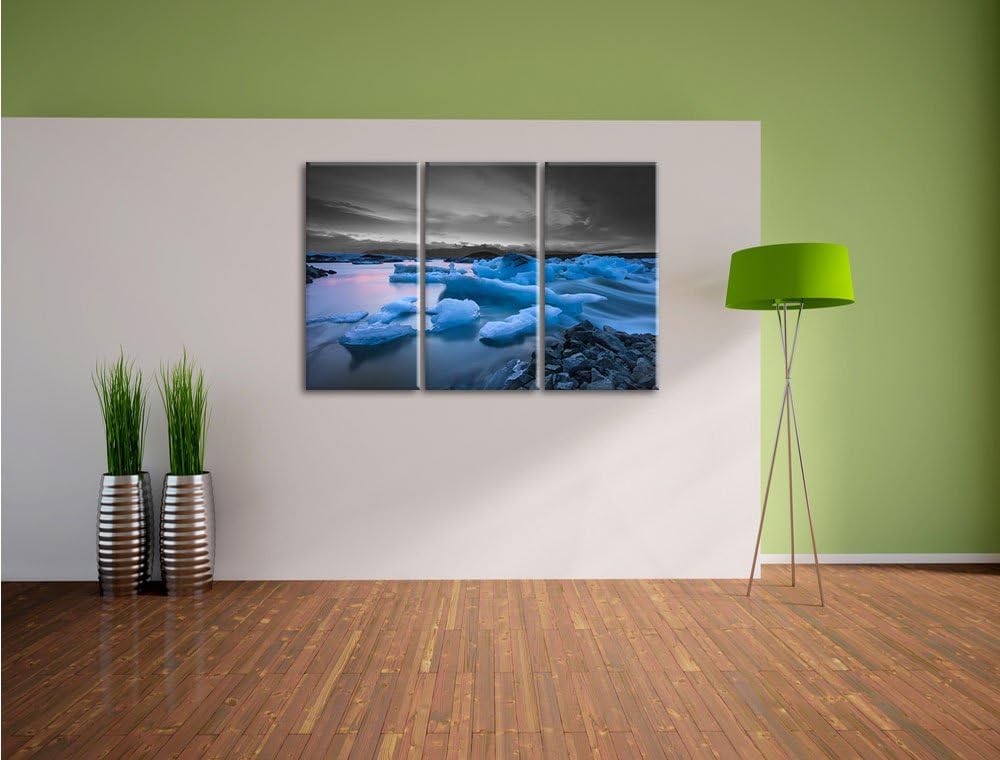 Pixxprint Extreme Eislandschaft als Leinwandbild/Grösse: 3 Teilig (120x80) cm/Wandbild/Kunstdruck/fe