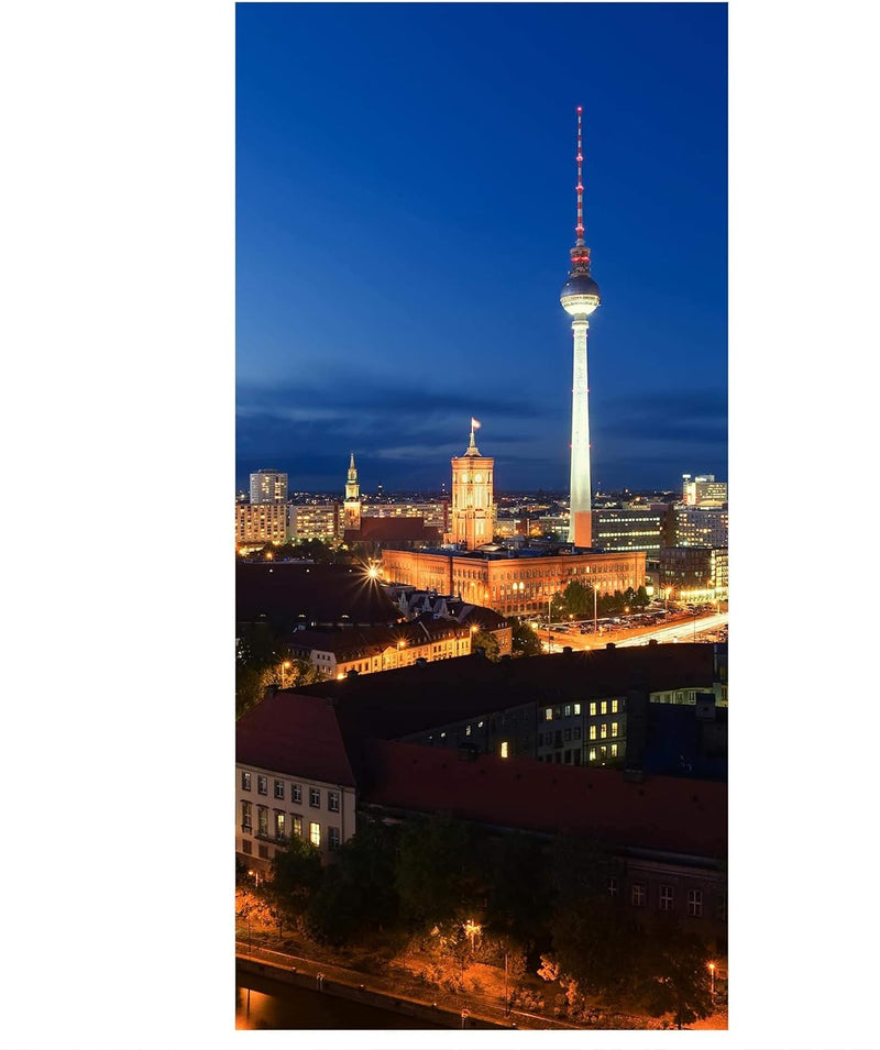 Bilderwelten Raumteiler Fernsehturm bei Nacht 250x120cm ohne Halterung, ohne Halterung