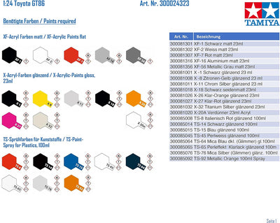 TAMIYA 300024323 Toyota Fahrzeug GT86 Modellbausatz – sehr detailliertes Modell, Massstab 1:24, bewe