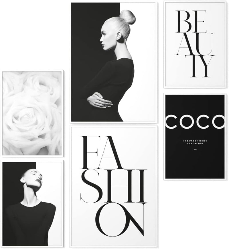 Papierschmiede® XXL Mood Poster Set Coco Black Beauty, Gerahmte Bilder (Aluminium Rahmen, Farbe wähl