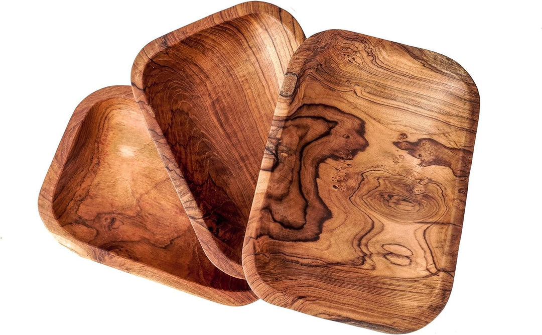 Windalf Viereckige Holzschale FILI 20 cm Obstschale Dekotablett Vorspeisenteller Brotschale Handarbe