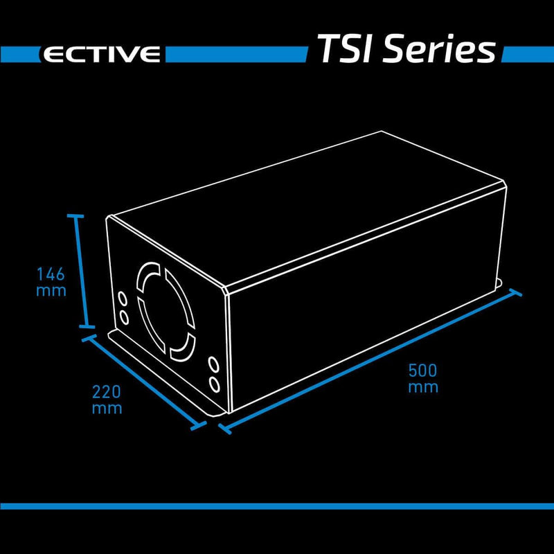 ECTIVE Reiner Sinsus Wechselrichter TSI 30-3000W, USB, 24V auf 230V, Überlastschutz, Überhitzungssch