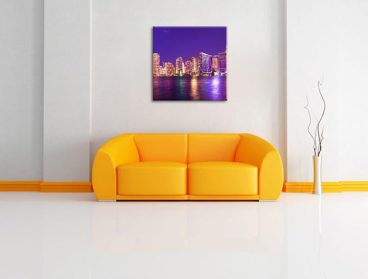 Pixxprint Skyline von Miami Florida als Leinwandbild/Grösse: 70x70 cm/Wandbild/Kunstdruck/fertig bes
