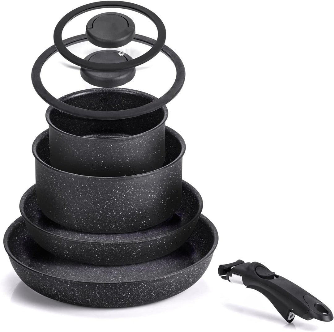 Moneta Etnea Minispace Batterie 7 Stück, bestehend aus 1 abnehmbarem Griff, Pfanne 24 und 28 cm, Kas