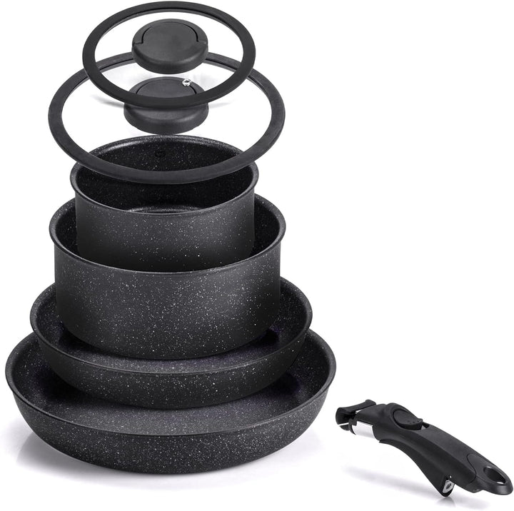 Moneta Etnea Minispace Batterie 7 Stück, bestehend aus 1 abnehmbarem Griff, Pfanne 24 und 28 cm, Kas