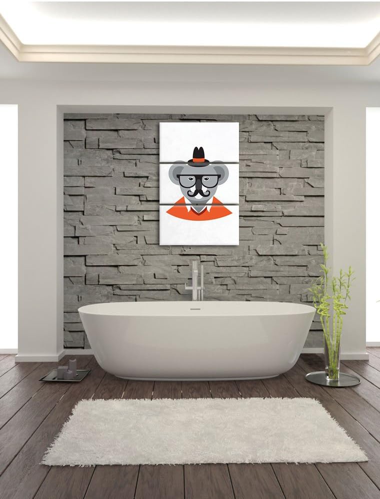 Pixxprint Hipster Koala als Leinwandbild/Grösse: 3 Teilig (120x80) cm/Wandbild/Kunstdruck/fertig bes