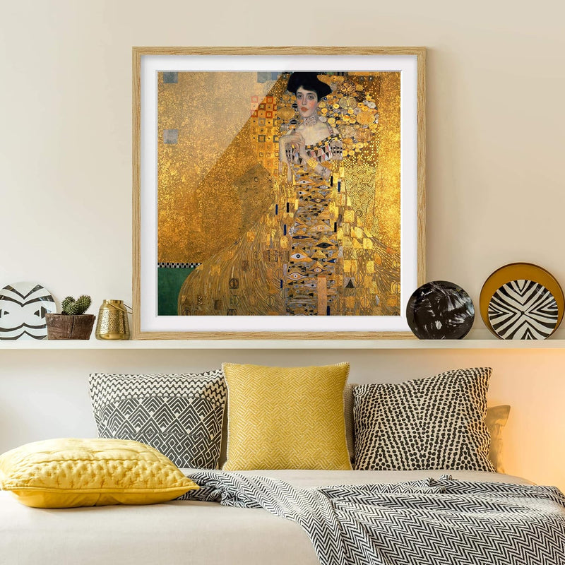 Bild mit Rahmen - Gustav Klimt - Adele Bloch-Bauer I - Farbe Eiche, 50 x 50 cm 50cm x 50cm Eiche, 50