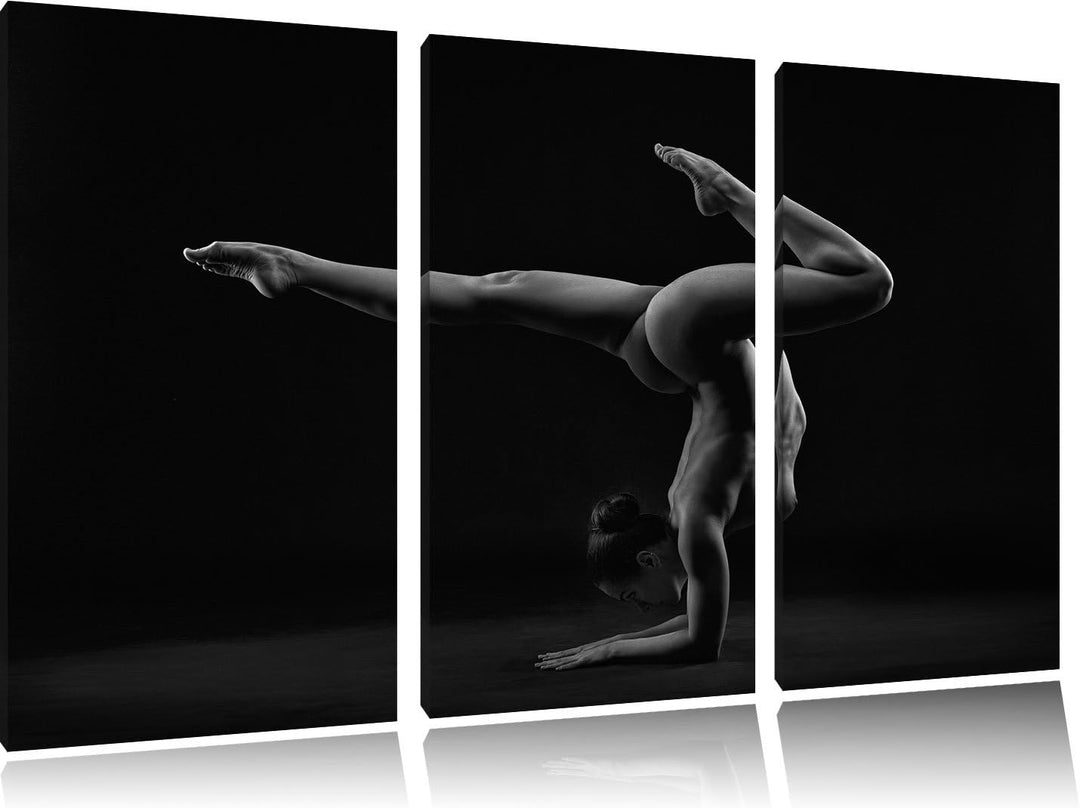 Pixxprint Perfekter Flexibler sexy Körper Einer Jungen Frau Kunst B&W als Leinwandbild/Grösse: 3 Tei