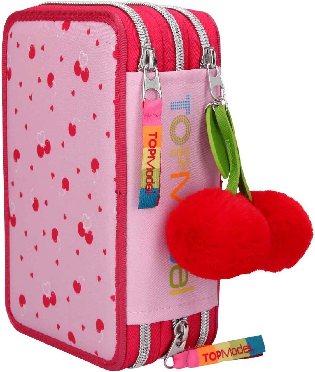 Depesche 10991 Federtasche mit 3 Reissverschlüssen und Stiften von Lyra, TOPModel Cherry Bomb, pink,
