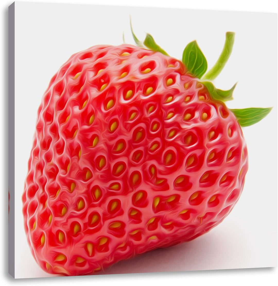 Pixxprint glänzende Erdbeere als Leinwandbild/Grösse: 70x70 cm/Wandbild/Kunstdruck/fertig bespannt,
