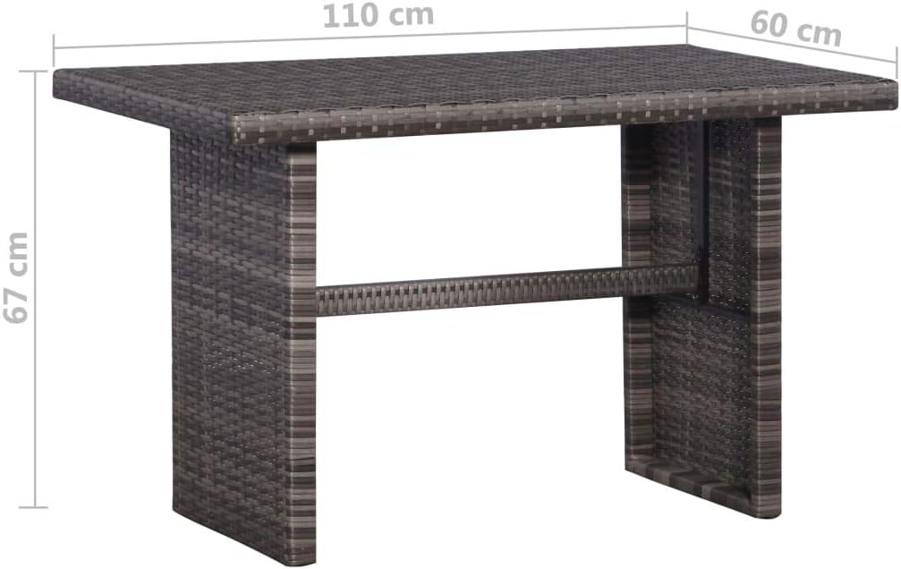 tidyard Garten-Sofagarnitur 11-TLG. Poly Rattan Sofagruppe Grau, inkl 1 Tisch + 2 Sofabank +4 Sitzpo
