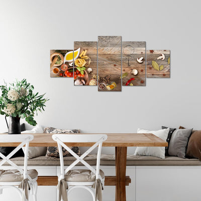 Runa Art Wandbilder Küche - Gewürze 5 Teilig Bild auf Vlies Leinwand Deko Esszimmer Küchenbilder Ess
