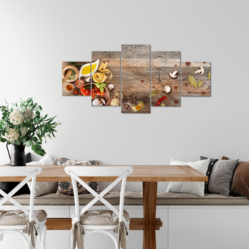 Runa Art Wandbilder Küche - Gewürze 5 Teilig Bild auf Vlies Leinwand Deko Esszimmer Küchenbilder Ess
