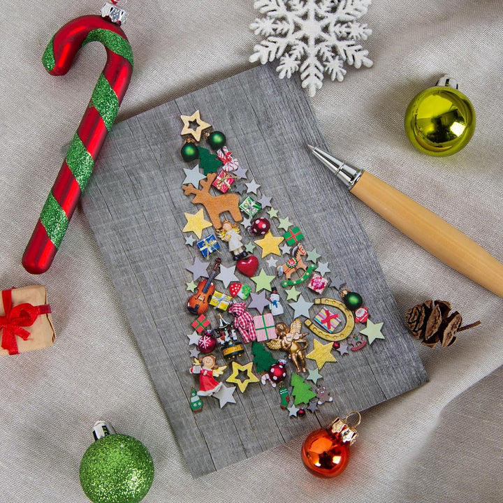 Logbuch-Verlag 100 Weihnachtskarten Baum Karten Weihnachten ohne Text mit Kuvert für Firmen