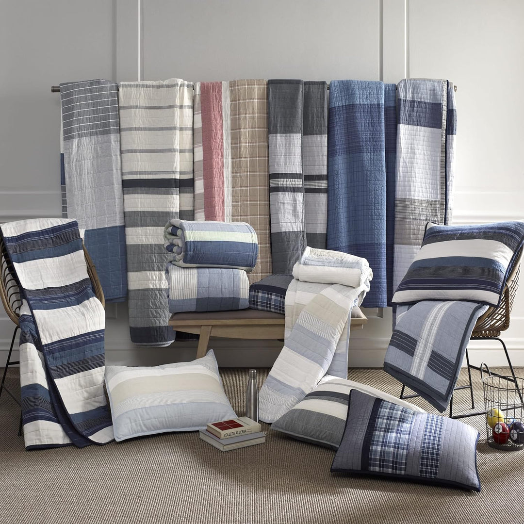 Nautica Vessey Cotton Pieced Quilt, Twin, Gray, Twin