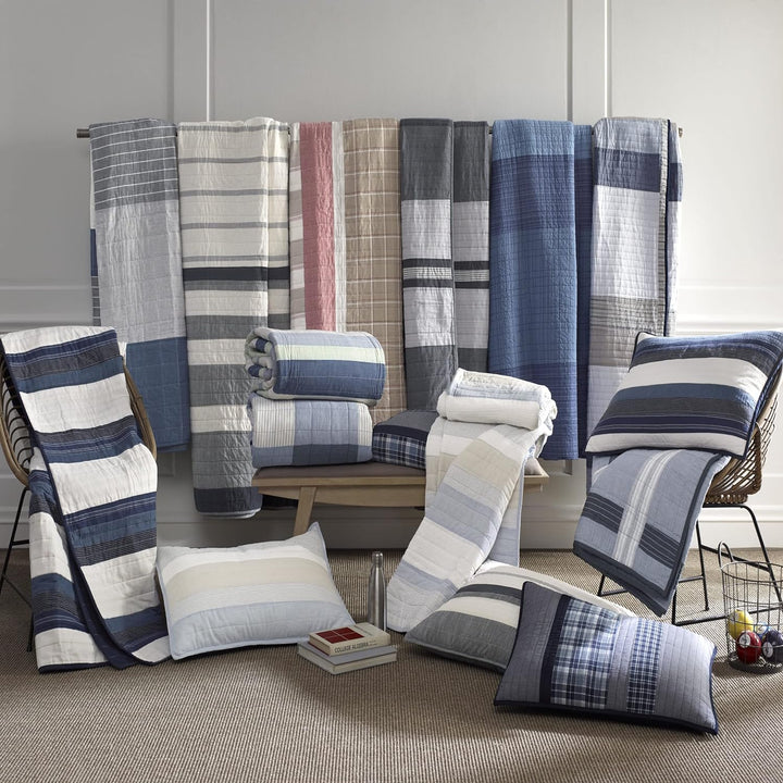 Nautica Vessey Cotton Pieced Quilt, Twin, Gray, Twin