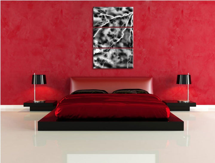 Pixxprint Blitze und Gewitter als Leinwandbild/Grösse: 3 Teilig (120x80) cm/Wandbild/Kunstdruck/fert