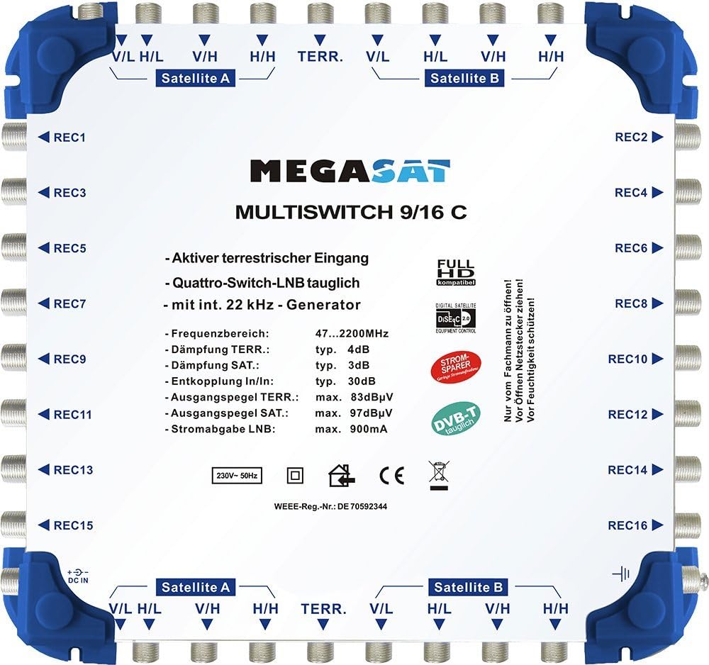 MegaSat 0600193 Multischalter 9/16 C Silber