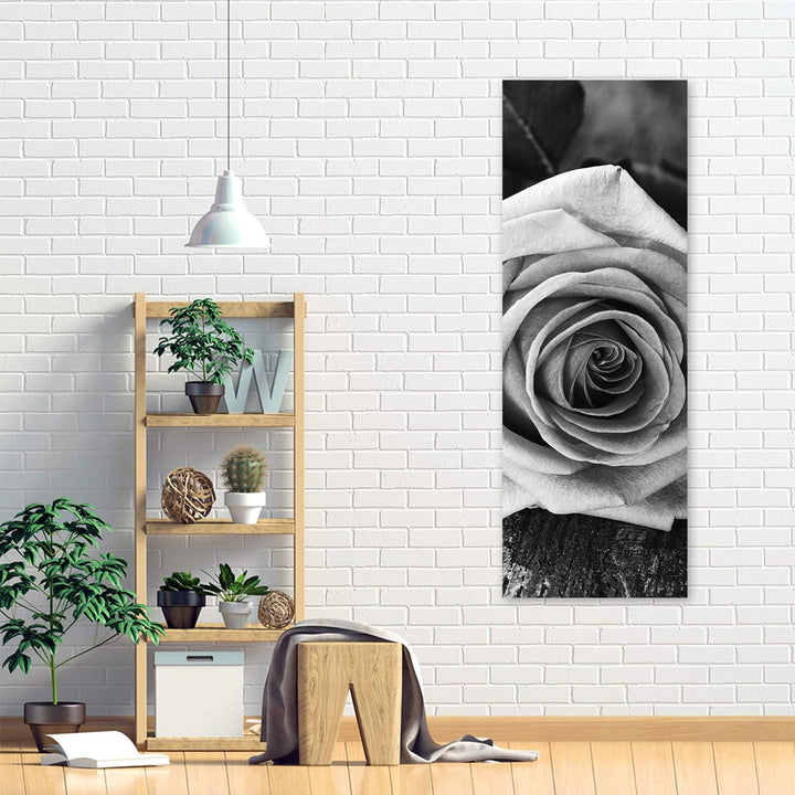 Feeby Wandbild Rose Druckbild Leinwandbild abstrakt schwarz-weiss 40x120 cm Leinwandbild 40x120 cm S