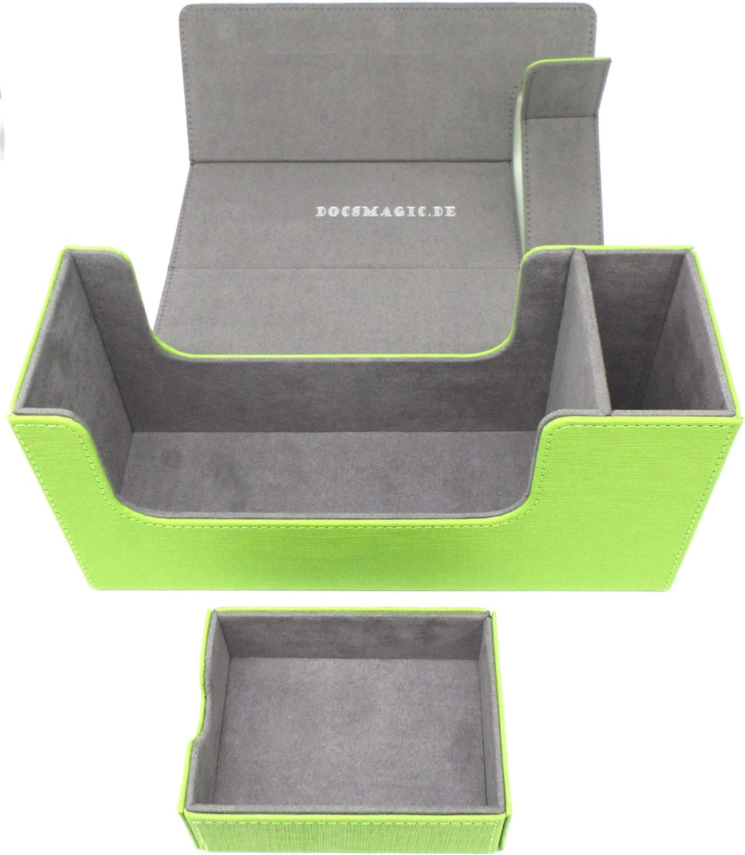 docsmagic.de Premium Magnetic Tray Long Box Light Green Small + 2 Flip Boxes - Hellgrün Small + 2 Fl