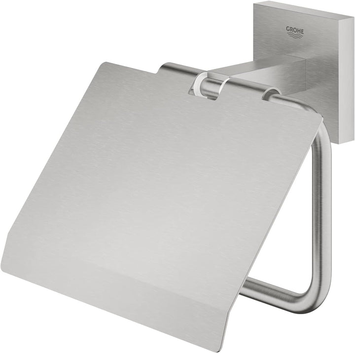 GROHE Start Cube - Papierhalter (mit Deckel, verdeckte Befestigung, Material: Metall), supersteel, 4