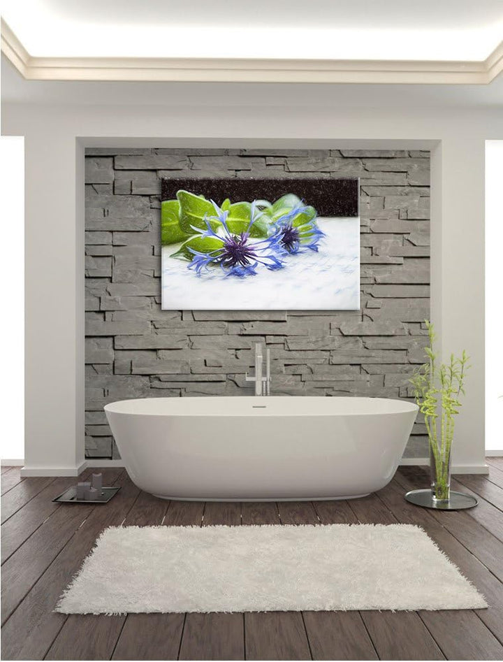 Pixxprint Notenblatt mit Kornblume als Leinwandbild/Grösse: 100x70 cm/Wandbild/Kunstdruck/fertig bes