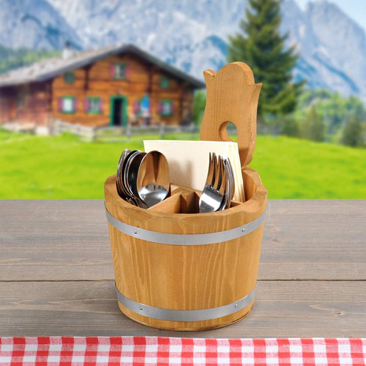 Besteckbehälter aus Holz H=20 D=14 cm ge & Relaxdays Brezelständer aus Bambus, 6-armig, Höhe 35 cm,