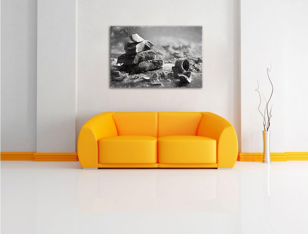 Pixxprint Dunkle Schokoladenraspeln Kohle Zeichnung Effekt, Format: 100x70 auf Leinwand, XXL riesige