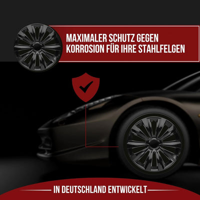 Albrecht 16 Zoll Radkappen schwarz für Stahlfelgen - Delta Radzierblenden aus hochwertigem Kunststof