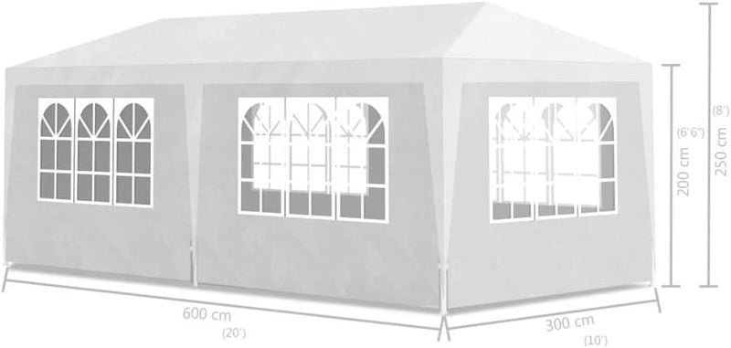 yorten Gartenpavillon Faltpavillon Partyzelt mit 6 Wände Wasser- und Wetterfest 6 x 3 x 2,55 m (L x