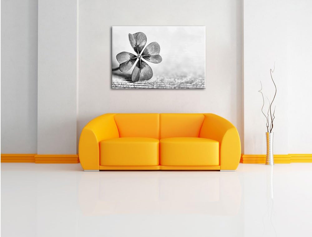 Pixxprint Glücks Kleeblatt mit 4 Blättern als Leinwandbild/Grösse: 100x70 cm/Wandbild/Kunstdruck/fer
