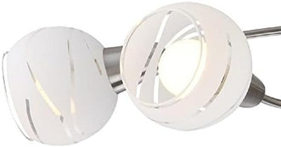 Trango 4-flammig dimmbar LED Deckenleuchte 1001-42D Deckenlampe in Edelstahl-Look mit Design Gläsern