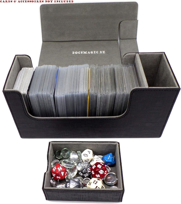 docsmagic.de Premium Magnetic Tray Long Box Black Small + 2 Flip Boxes - Schwarz Small + 2 Flip Boxe