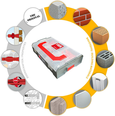 TOX L-BOXX Mini Multi Allzweckdübel-Sortiment, 206 tlg, anpassbar + stapelbar, mit Allzweckdübel Tri